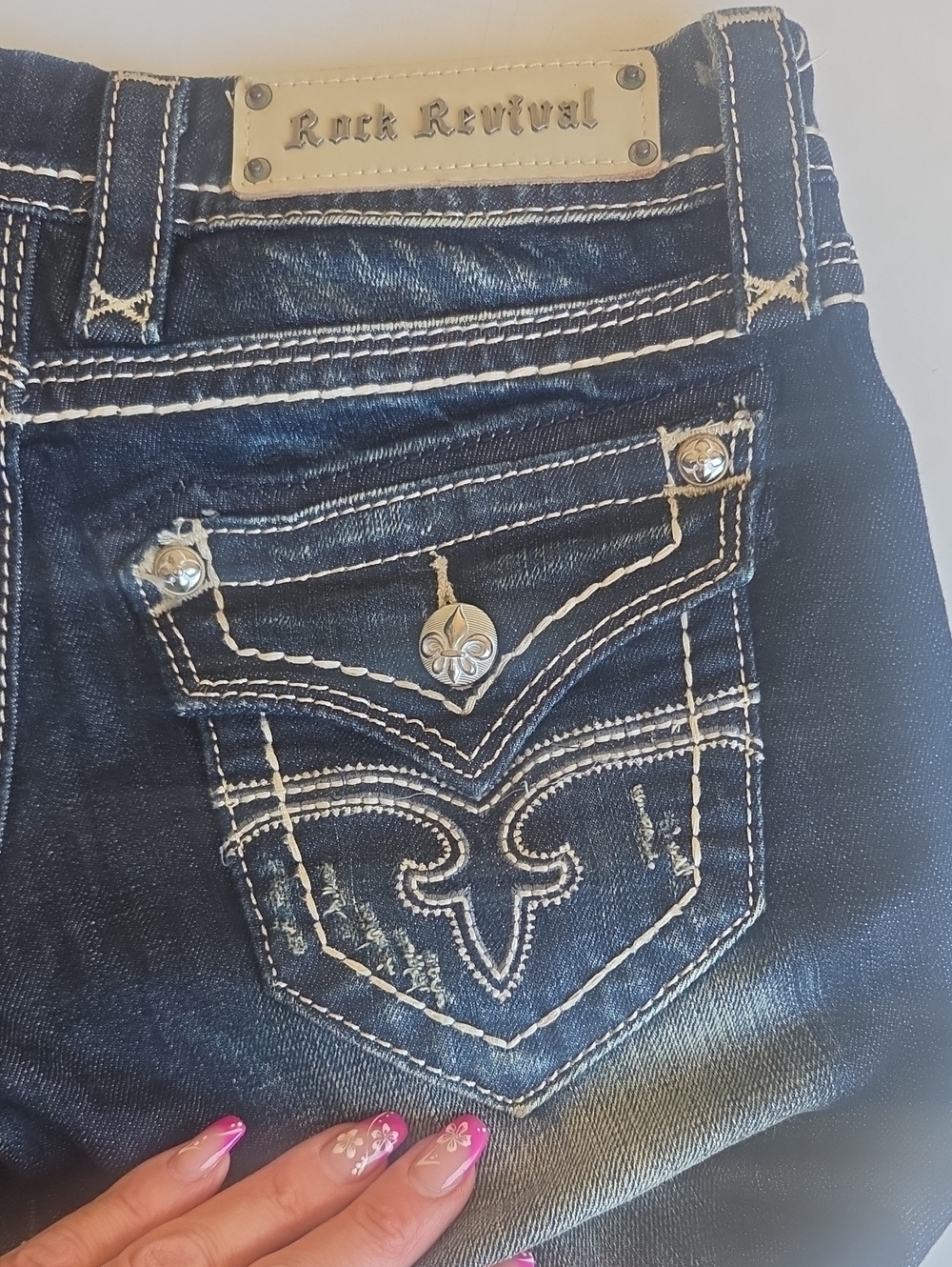 Rock Revival Boot Jeans Leah Distressed Women 27 Dark Wash